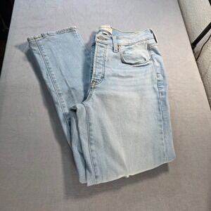 Universal Thread Womens 8R Light Wash 90s Slim Mid Rise Distressed Jeans Blue